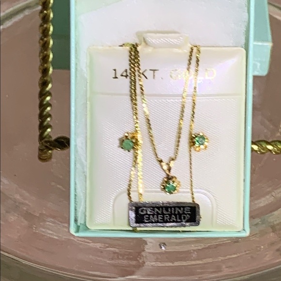 Ross-Simons 14K Gold & Emerald Necklace & Earrings for May Birthstone Baby NWOT - Picture 2 of 13